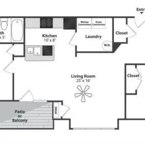 Water's Bend 2 Bedroom Apartment Floor Plan