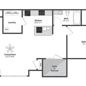 Water's Bend 1 Bedroom Apartment Floor Plan