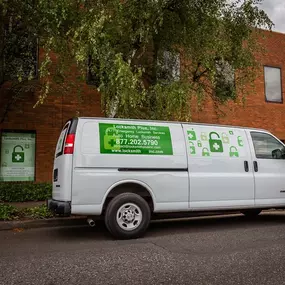 Outside of our locksmith shop in Portland.