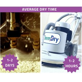 A+ Chem-Dry dries faster than most typical steam cleaners, we dry in hours!