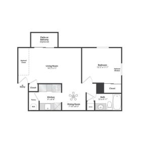 Gettysburg Square 1 Bedroom Apartment Floor Plan