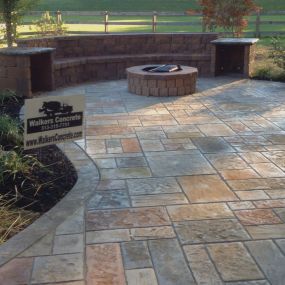 Stamped Concrete Patio Cincinnati 45039
Patio also has a Seating Bench and Fire Pit along with a water feature