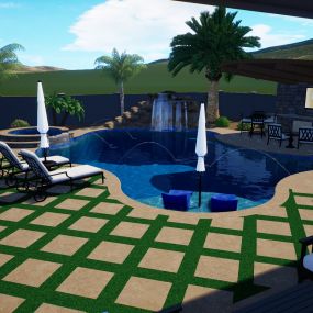 3D Outdoor Living Pool and Landscape Design