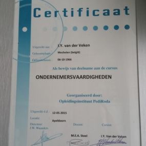 certificaat van ondernemersv.