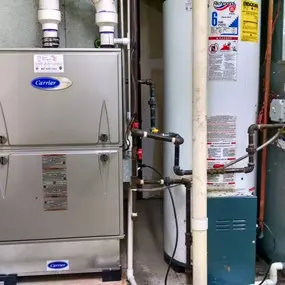 After a long week of 3 technicians running around the clock. We just can't feel anything but grateful for the amazing people we have working for us. 
This was an emergency install. A 120,000 BTU Carrier 2-stage furnace adapted to an existing 5 ton evaporator coil with a Carrier air cleaner cabinet .