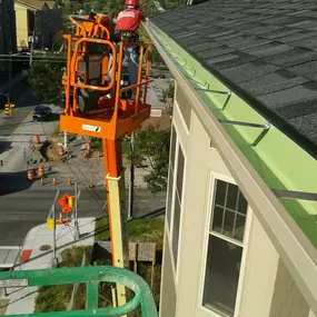 Gutter Installation on Ronald McDonald house in downtown Syracuse NY.