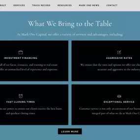 Website redesign in Dallas for Mark One Capital.