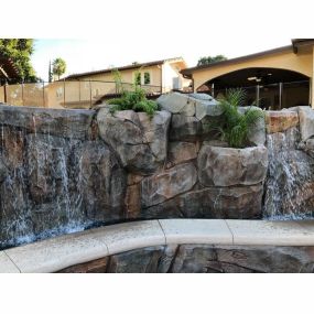 There is no limit when it comes to rock waterfalls and pool ledges
