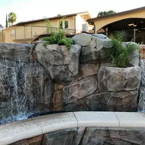 There is no limit when it comes to rock waterfalls and pool ledges