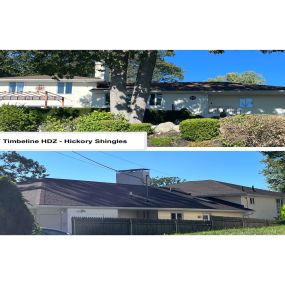 Completed Job in Lake Hopatcong, NJ. This roof was completed in GAF Timberline HDZ - Hickory Shingles. Velux Solar Blind Skylights were also added to this home.