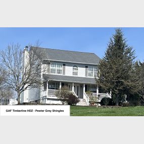 Completed Job in Wantage, NJ. This roof was re-done in GAF Timberline HDZ - Pewter Grey shingles. The soffit & fascias were replaced, along with 5