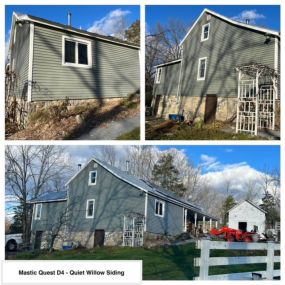 Completed Job in Green Twp, NJ. The siding was replaced with Mastic Quest D4 - Quiet Willow Siding.