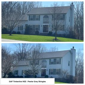 Completed Job in Newton, NJ. GAF Timberline HDZ - Pewter Grey shingles were applied to both the house and the shed. Ultimate pipe flashings were also added to the house to complete this job.