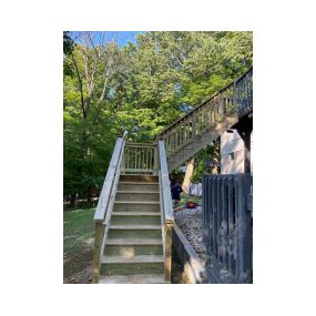 Completed Job in Hopatcong, NJ. The stairs, landing, and railings were re-done in pressure treated wood.
