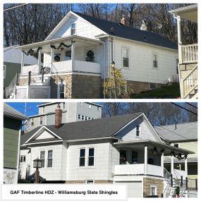 Completed Job in Newton, NJ. GAF Timberline HDZ - Williamsburg Slate Shingles were applied to this home.