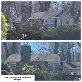 Completed Job in Sparta, NJ. GAF Timberline HDZ - Barkwood Shingles were applied to the roof.