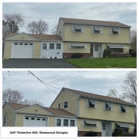 Completed Job in Washington, NJ. GAF Timberline HDZ - Shakewood Shingles were applied to this home.
