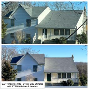 Completed Job in Sussex, NJ. This roof was completed in GAF Timberline HDZ - Oyster Grey Shingles. 5