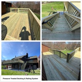 Completed Job in Stillwater Twp, NJ. This deck was re-surfaced with PT Decking. New stairs and Railing System was also built to finish off this project!