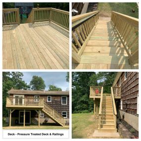 Completed Job in Branchville, NJ. This 12 x 16 deck & railing system was built with pressure treated wood.