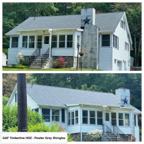 Completed Job in Andover, NJ. This roof was re-done in GAF Timberline HDZ - Pewter Grey Shingles