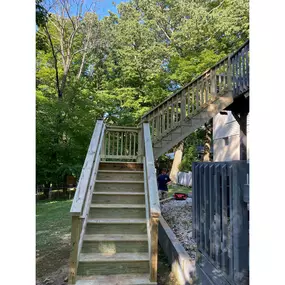 Completed Job in Hopatcong, NJ. The stairs, landing, and railings were re-done in pressure treated wood.