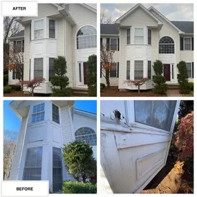 Completed Job in Sparta, NJ. All existing trim around window bump out & front door was removed and replaced with flat/matte white PVC. 10 pairs of black louvered panel shutters were also installed to finish off this job. This was a great little update for this beautiful home!