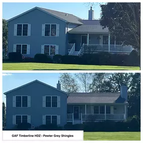 Completed Job in Augusta, NJ. This roof was completed in GAF Timberline HDZ - Pewter Grey Shingles.