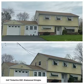 Completed Job in Washington, NJ. GAF Timberline HDZ - Shakewood Shingles were applied to this home.