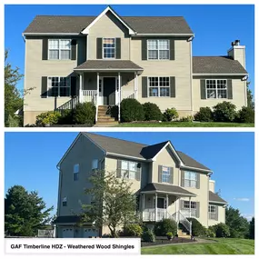 Completed Job in Newton, NJ. This roof was re-done in GAF Timberline HDZ - Weathered Wood Shingles.