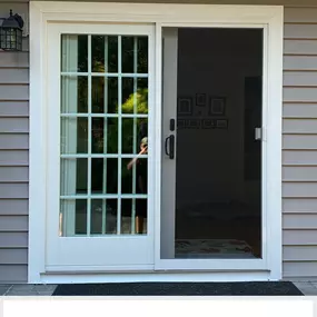 Completed Job in Newton, NJ 07860. This White Anderson 400 Series Slider replaced a standard exterior door, giving this entrance a new updated appearance!