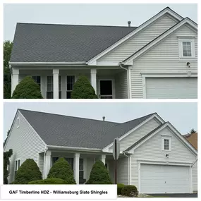 Completed Job in Belvidere, NJ. This roof was completed in GAF Timberline HDZ - Williamsburg Slate Shingles!