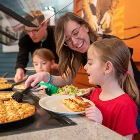 Let us help! Tuesday night-Kids night! Kids Eat free-12 and under with paying adult. Visit Pizzaranch.com for details.