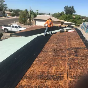 Installing a new shingle roofing on a home in Mesa.