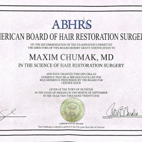 What is the American Board of Hair Restoration Surgeons (ABHRS)?

On June 10, 1996, the organizational meeting for a hair replacement surgery certification examination heralded a new era in hair restoration: the formation of the American Board of Hair Restoration Surgery. 

https://abhrs.org/ 

What It Means For Your Surgeon To Be Certified by the American Board of Hair Restoration Surgery (ABHRS):

Your surgeon is one of about 200 hair restoration surgeons in the world who have passed the rigor