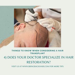 Things To Know When Considering A Hair Transplant

4. Does Your Doctor Specialize In Hair Restoration? 

This seems like it’d be an obvious note, but it can be overlooked a lot nowadays since any doctor can get a hair transplant machine/equipment. In other words, no matter what field of study a doctor specializes in, they are still able to get the equipment necessary to perform a hair transplant. This would explain why many hair transplant services have recently popped up out of nowhere. Such a 