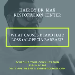 Hair By Dr. Max, Restoration Center

While it is rather uncommon relative to scalp hair loss, beard hair loss (alopecia barbae) is something that many people suffer from. Similar to hair loss of the scalp (alopecia areata), beard hair loss can leave your facial hair looking patchy or incomplete. While the causes can be different for each person, we’ll go over how to catch it early on and what you can do to best treat it.