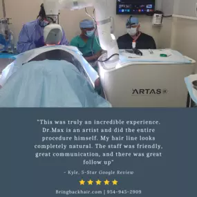 Thank you to our patient Kyle, as well as all our other patients who have left us a Google review. On behalf of the Hair By Dr. Max team, we are so happy to have been able to be a part of your journey to bring back your hair! Always feel free to reach out for any questions you have regarding this process.

Bringbackhair.com | 954-945-2909