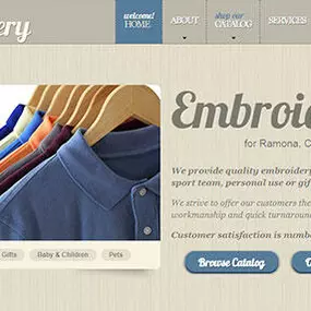 shopping cart website design for custom embroidery and monograms in Ramona, San Diego