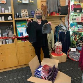Thank you from the bottom of my heart!  ❤️Because of your generosity, we were able to donate 52 brand new hats and 27 pairs of fleece leggings to the Antioch Traveling Closet to help people in need this year!  We are so grateful to each and every one of you ????