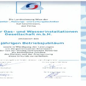 G. Weiner Gas - Wasser - Heizung Gesellschaft m.b.H. - 25-jähriges Betriebsjubiläum