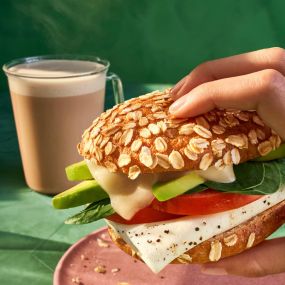 Panera Avocado and Egg White Spinach Sandwich with Chai Latte