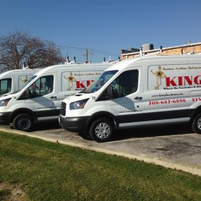 HVAC service vehicles getting ready to go out in Oak Forest, Illinois.