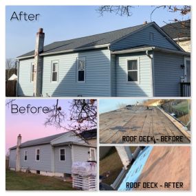 Complete roof and plywood  replacement, the project was completed using GAF Timberline Oyster Gray shingles.
