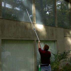 Commercial exterior window cleaning services.