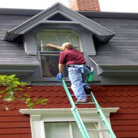 Residential exterior window cleaning services.