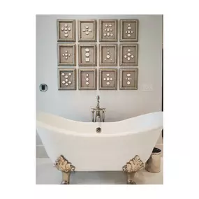 Splish Splash wish we were relaxing & taking a bath in our clients beautiful bathroom with our custom series of intaglios!