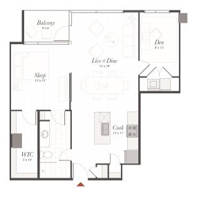Encore B5 1 Bedroom + Den Apartment Floor Plan