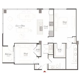 Encore B1 2 Bedroom Apartment Floor Plan