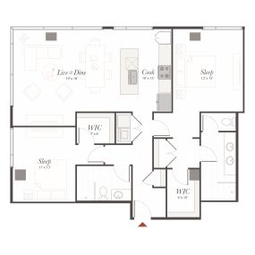 Encore X2 2 Bedroom Apartment Floor Plan